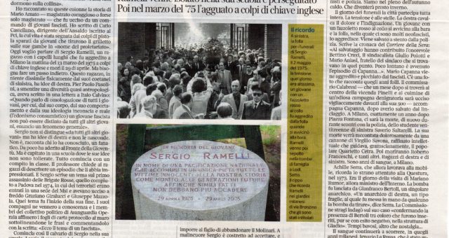 Quando Sergio fu ucciso perché era “fascista”