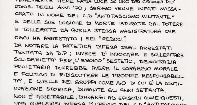 Dall’arresto degli imputati al processo: Volantini